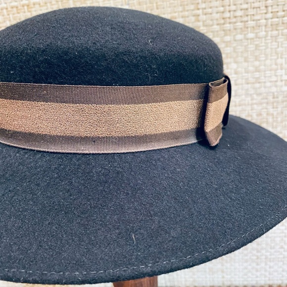 🌟HP🌟ANTQ 1920s Black Wool Wide Brim Hat - Picture 7 of 11